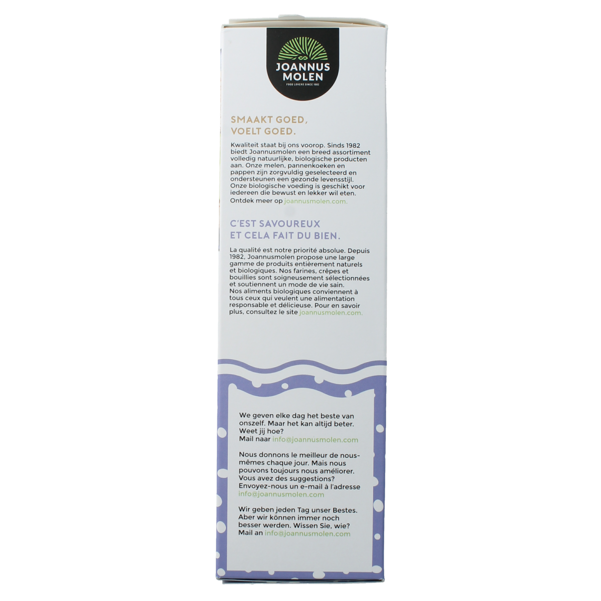 Joannusmolen Bio Teff Pap ontbijtgranen in 300g package, close-up of the gluten-free, nutritious cereal product.