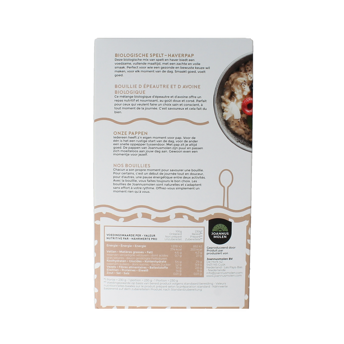 Joannusmolen Spelt haver pap bio 300.00 Gram