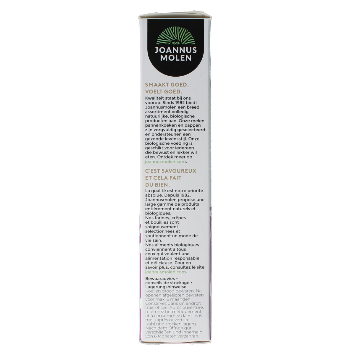 Joannusmolen teffmeel eerste keuze bio, 300g, natuurlijke bakmix en meel voor glutenvrije bakproducten.