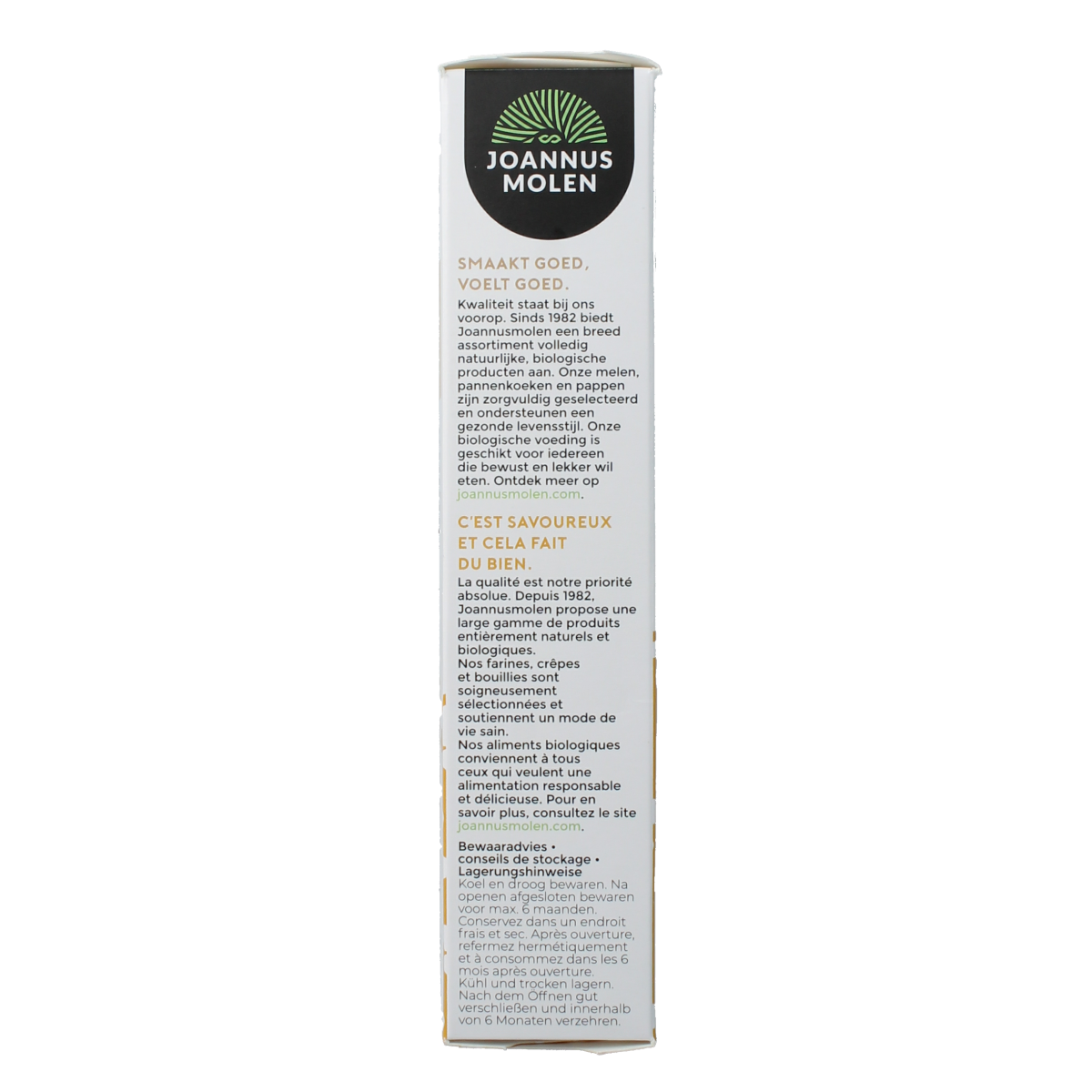 Joannusmolen bio aardappelzetmeel in 250g package, natural potato starch for baking and cooking, product image.