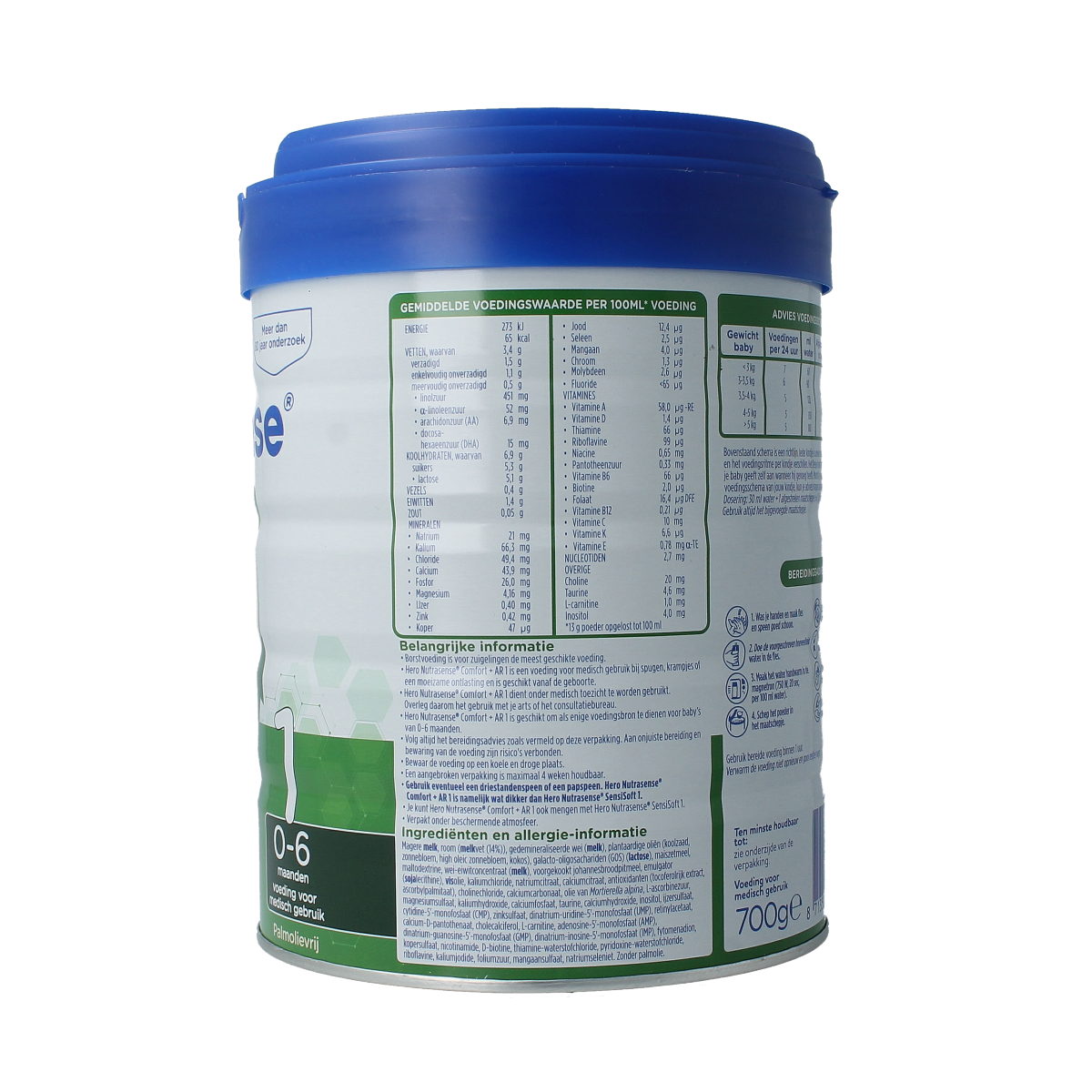Hero Nutrasense Comfort+ AR baby formula for 0-6 months, 700g pack, gentle infant nutrition by Hero.