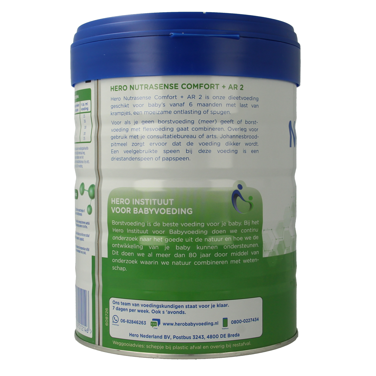 Hero Nutrasense Comfort+ AR opvolgmelk baby formula in 700g can, designed for infants 6+ months with a focus on comfort and nutrition.