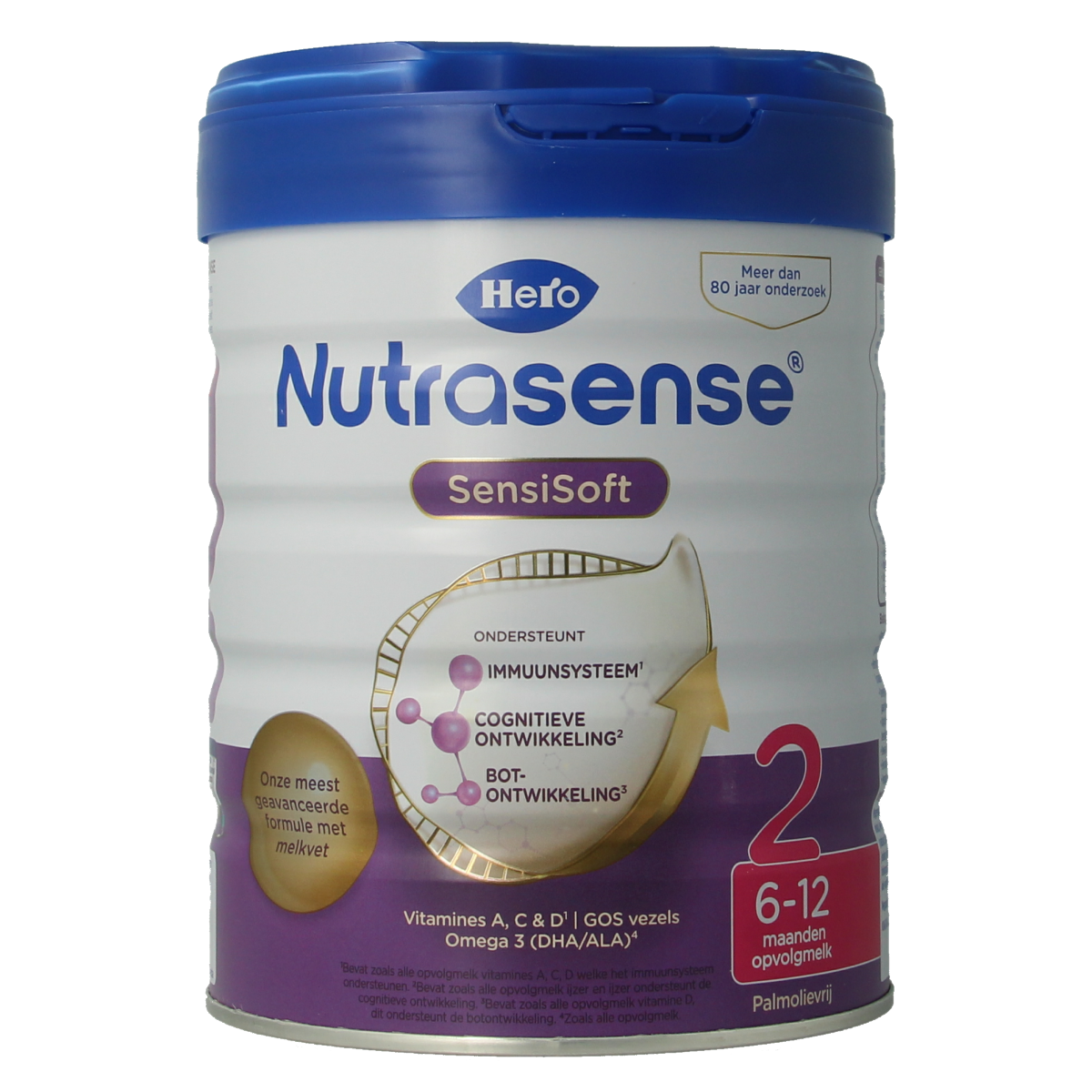 Hero Nutrasense SensiSoft opvolgmelk 2 baby formula for 6-12 months, 800g tin, designed for sensitive baby nutrition.