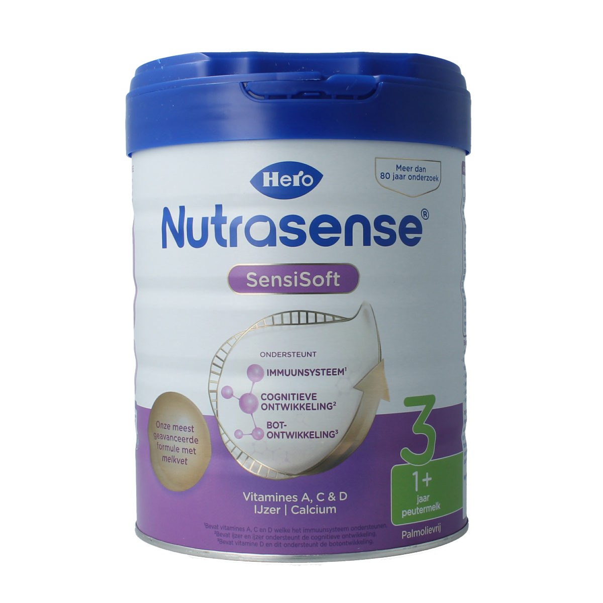 Hero SensiSoft Peutermelk 3 baby and toddler formula, 700g, shows the milk powder in its package with branding and nutritional info.