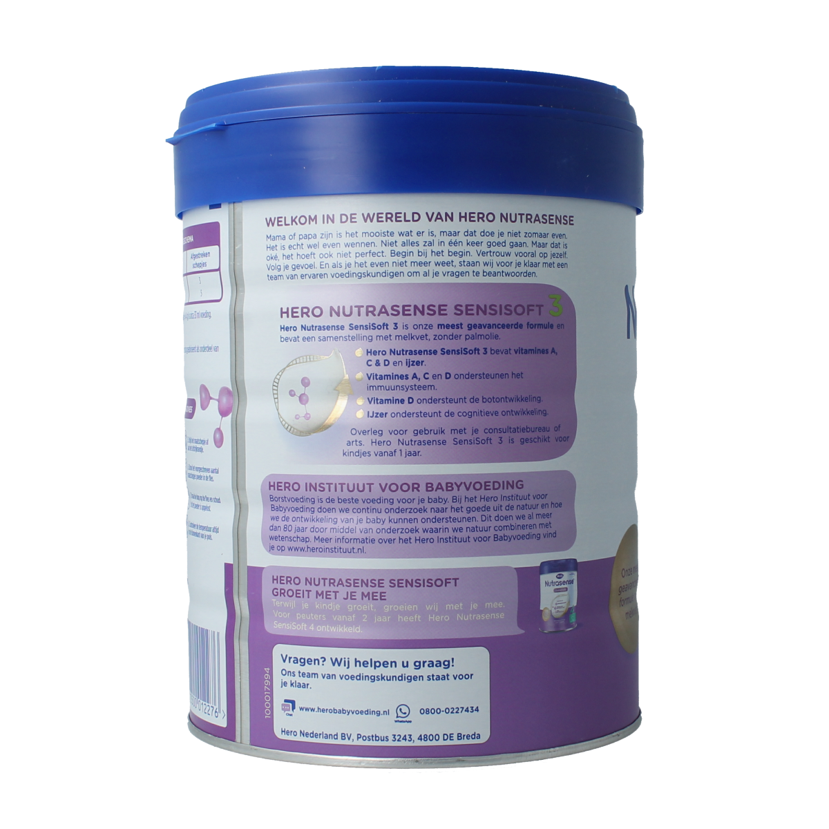 Hero SensiSoft Peutermelk 3 Baby and Toddler formula in 700g container, gentle milk for young children, product image showing packaging
