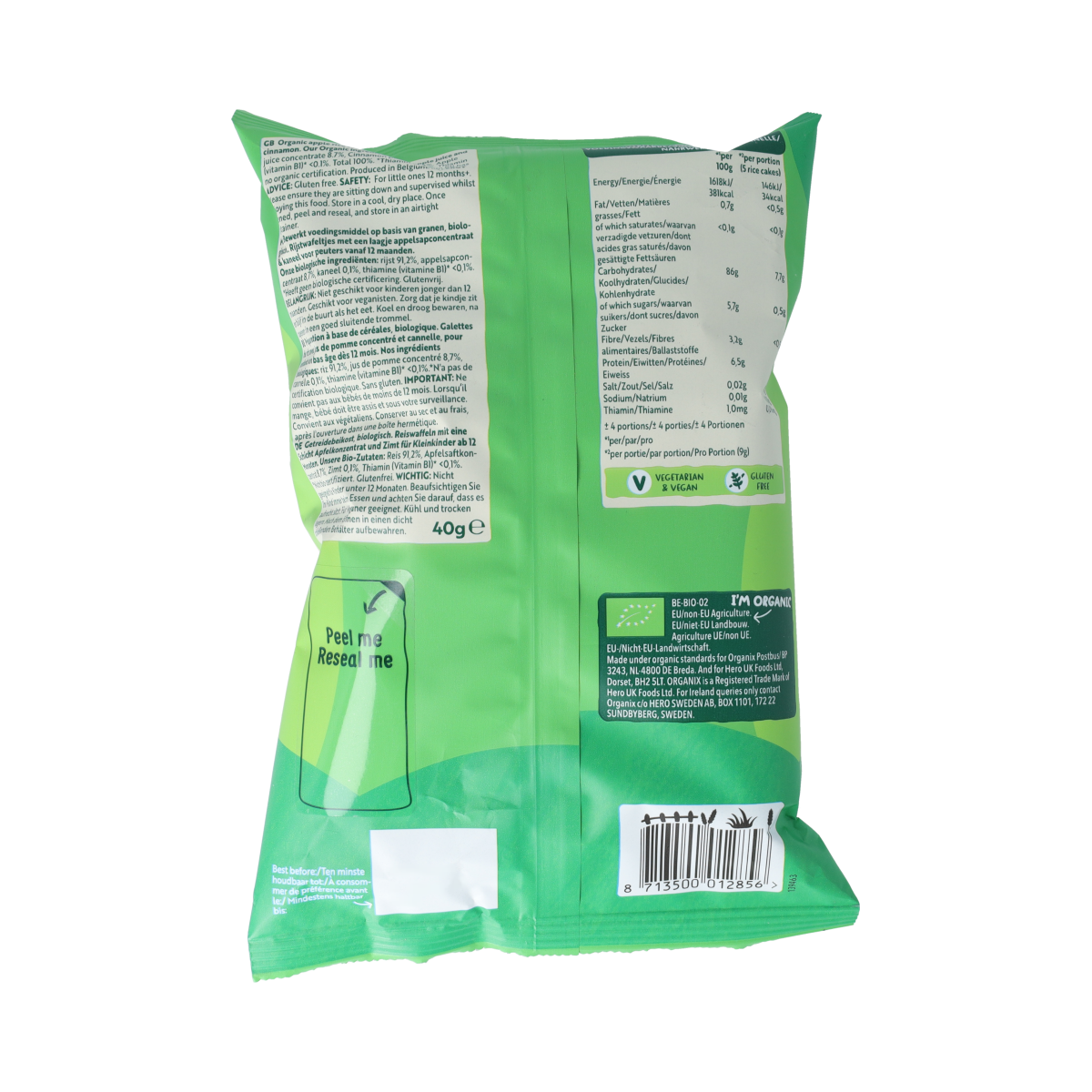 Organix Luchtige rijstwafeltjes appel 12+M bio 40.00 Gram