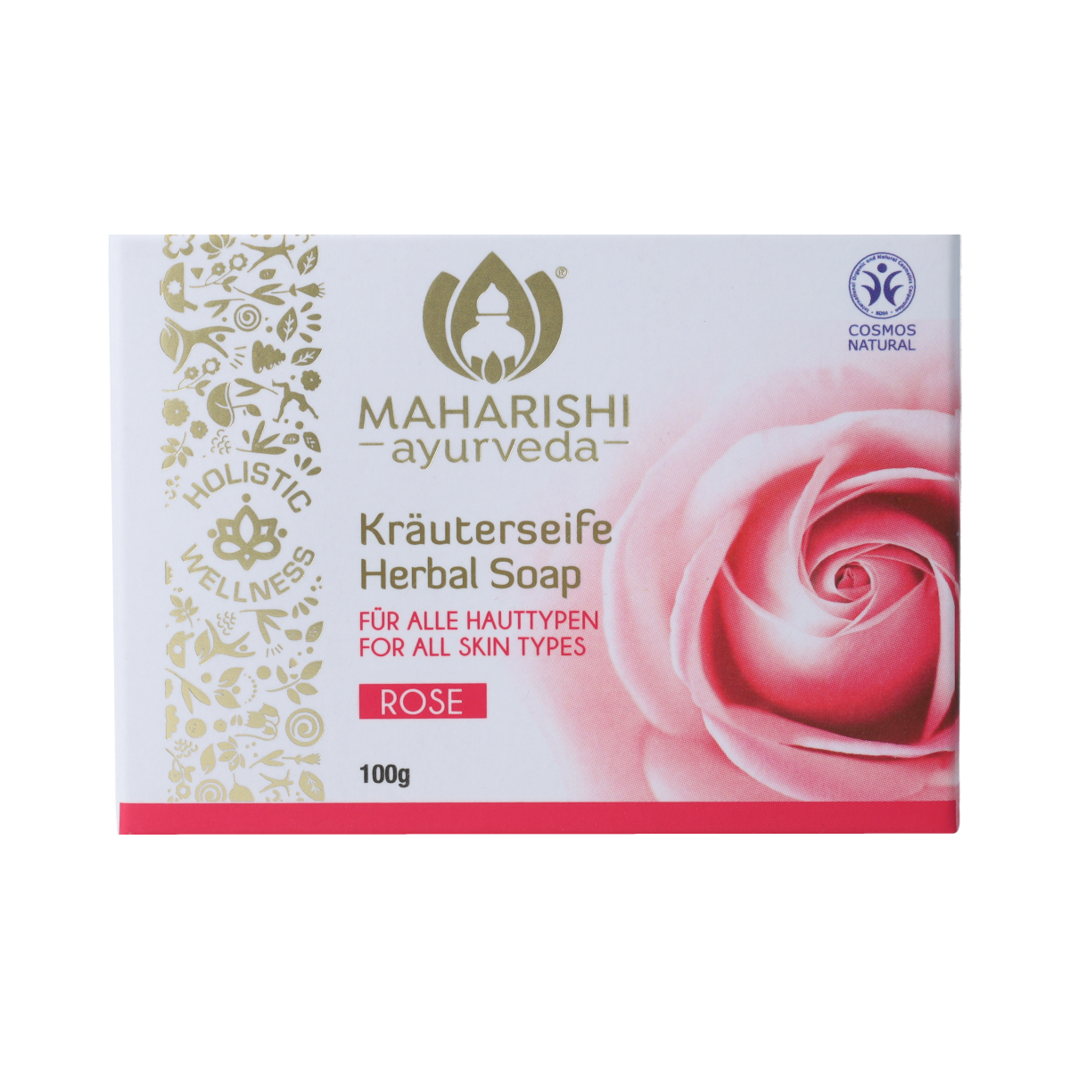 Maharishi Ayurv Roos kruidenzeep bar, 100g, with herbal ingredients, natural herbal soap from Maharishi Ayurv, textured soap surface
