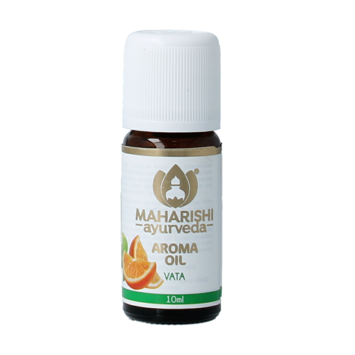 Maharishi Ayurv Vata aroma oil 10ml, natural essential oil from Maharishi Ayurv, with a clear bottle and dropper cap.