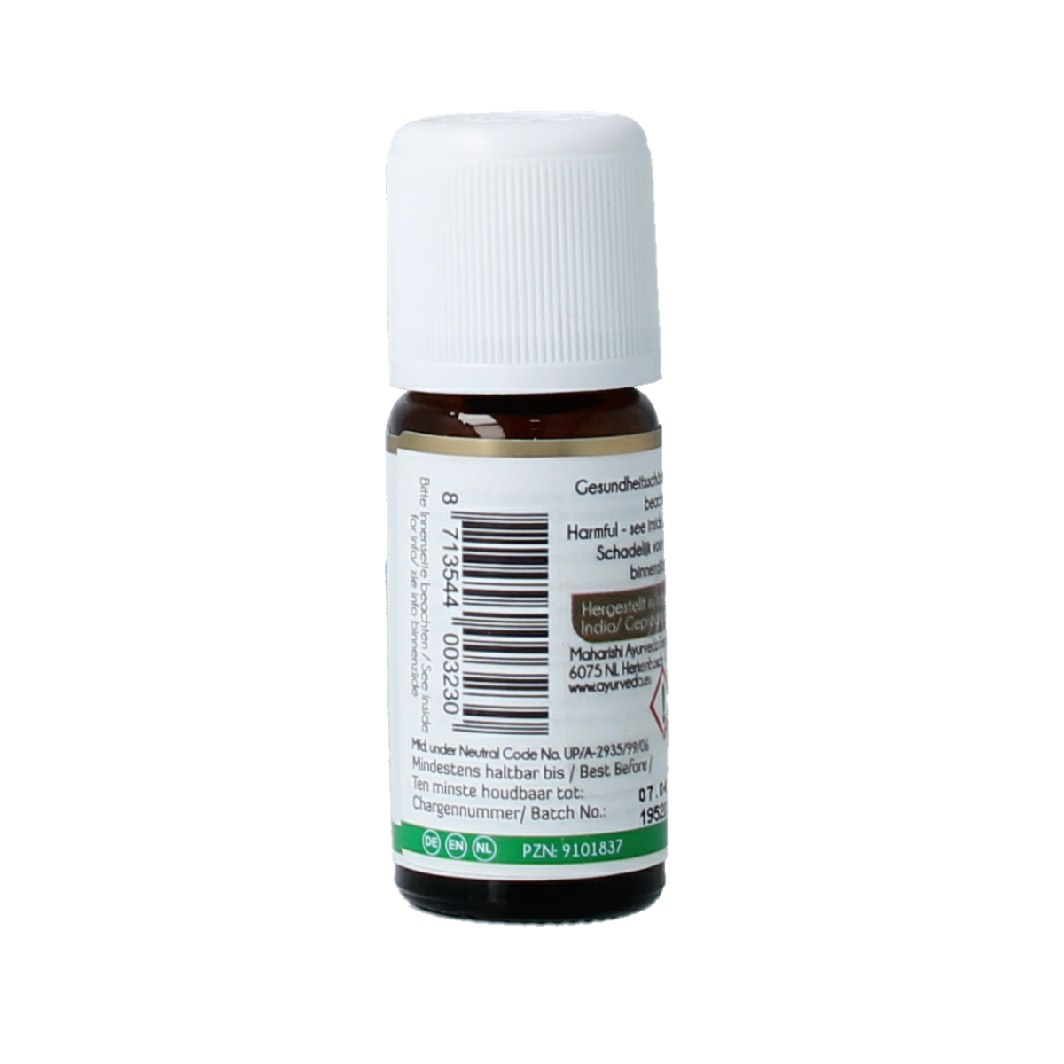 Maharishi Ayurv Vata aroma oil in 10ml bottle, natural essential oil with calming Vata scent, for aromatherapy and relaxation.