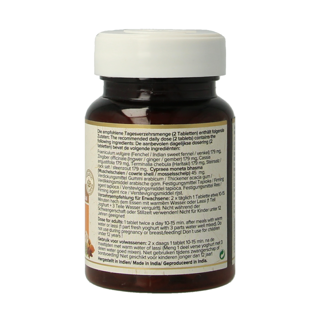 Maharishi Ayurv Digest speciaal MA 154 herbal supplement in a bottle of 60 tablets, natural Ayurvedic herbal preparation.