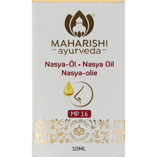 Maharishi Ayurv Neusolie Nasya olie for nasal care and inhalation, 10ml bottle with natural herbal ingredients.