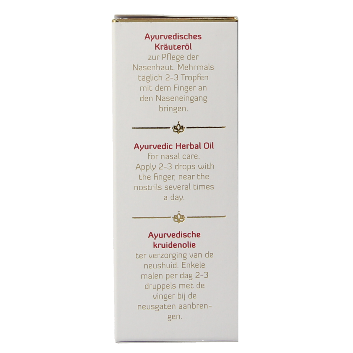 Maharishi Ayurv Neusolie Nasya olie for nasal care and inhalation, 50ml bottle with natural herbal ingredients.