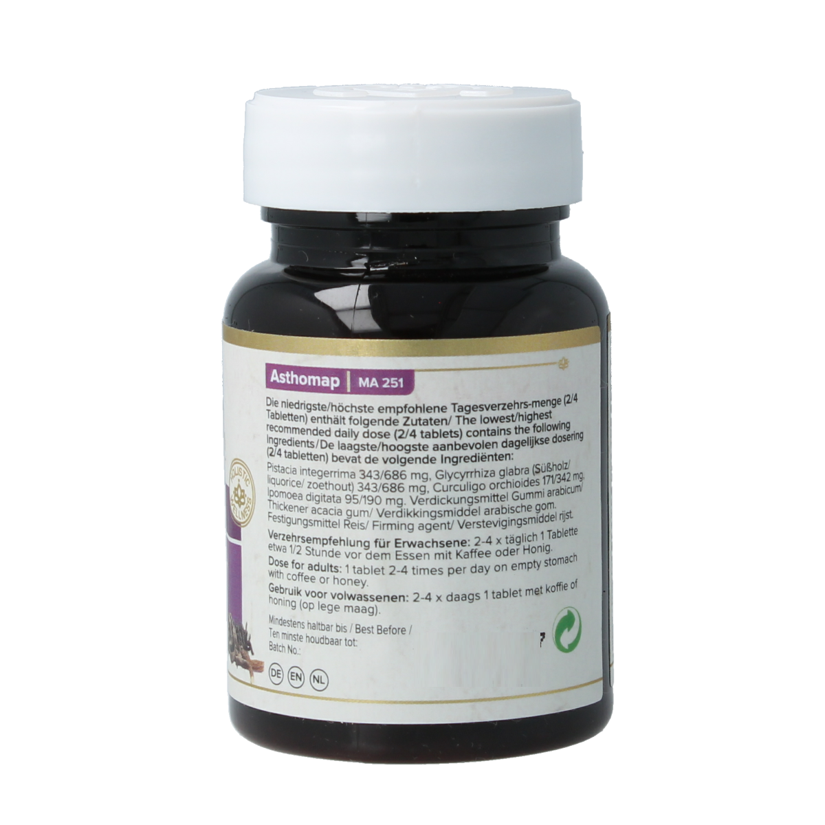 Maharishi Ayurv MA 251 herbal supplement tablets, natural Kruidenpreparaten by Maharishi Ayurv, shown in bottle with tablets