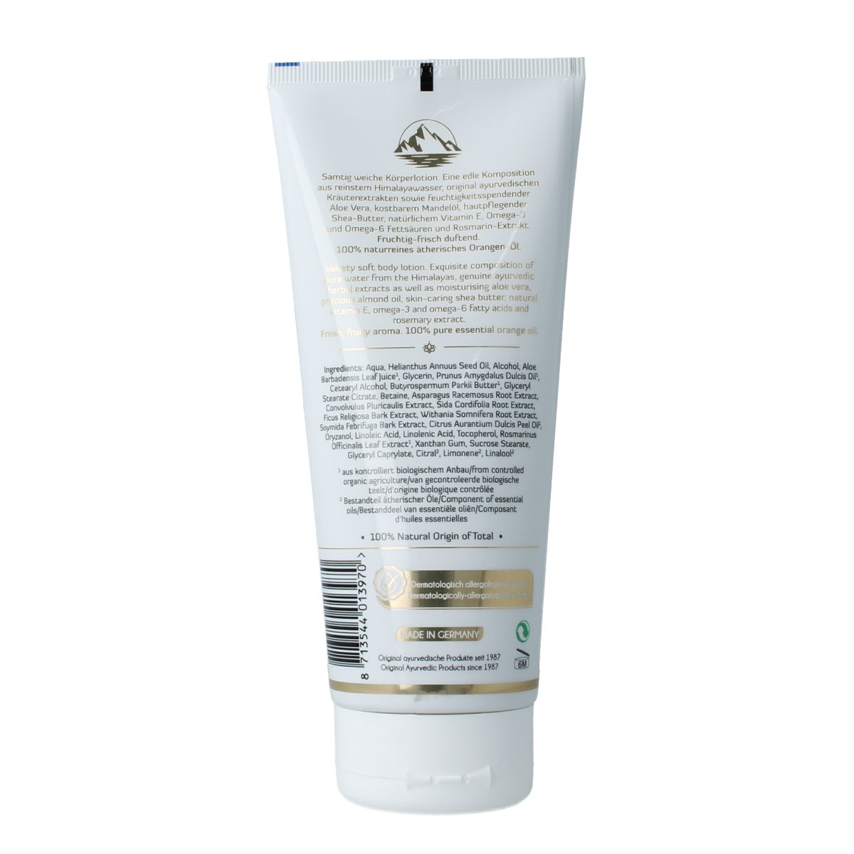 Maharishi Ayurv Vata body lotion in 200ml bottle, featuring natural ingredients for nourishing skin and gentle skincare.