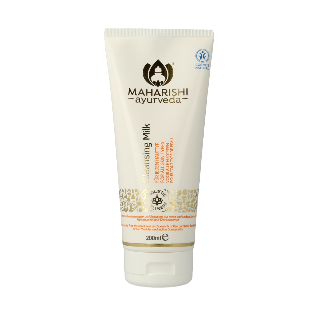 Maharishi Ayurv Cleansing gezichtsmelk in een 200ml fles, zachte gezichtsverzorgingslotion voor reinigen en hydrateren van de huid