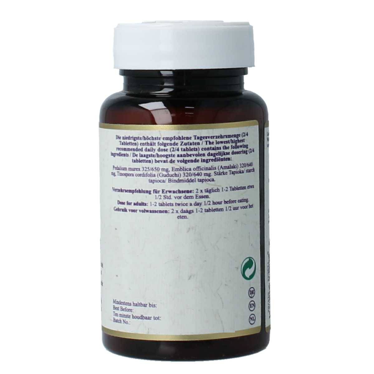 Maharashi Ayurveda MA 2 natural supplement tablets in a white container, herbal and dietary supplement product.