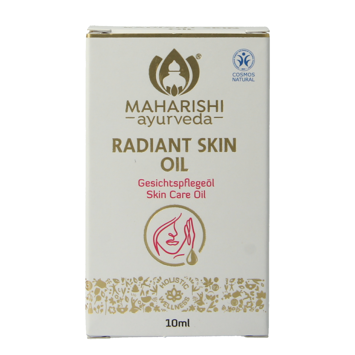 Maharishi Ayurv Radiant Skin Oil in 10ml bottle, herbal skincare product from Maharishi Ayurv Ayurvedic herbal preparations