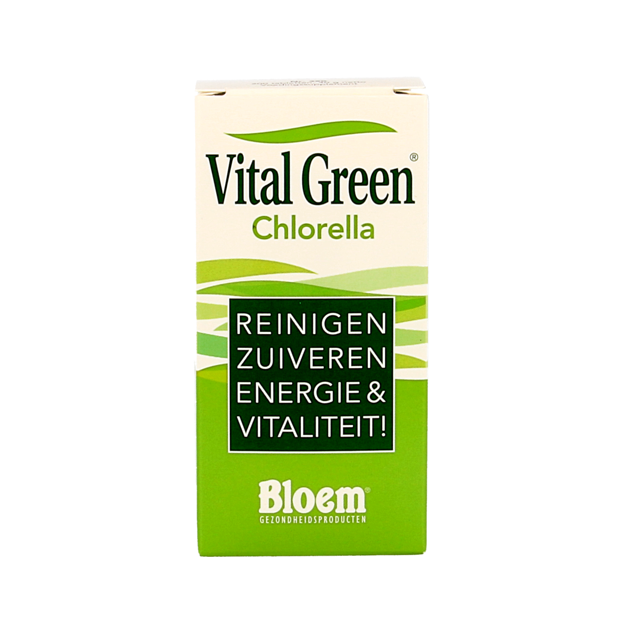 Bloem Chlorella Vital Green supplement in a bottle of 200 tablets, natural herbal supplement for health and wellness.