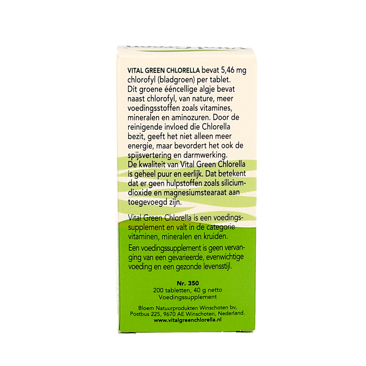 Bloem Chlorella Vital Green supplement in 200 tablets, green algae dietary supplement, natural herbal product.