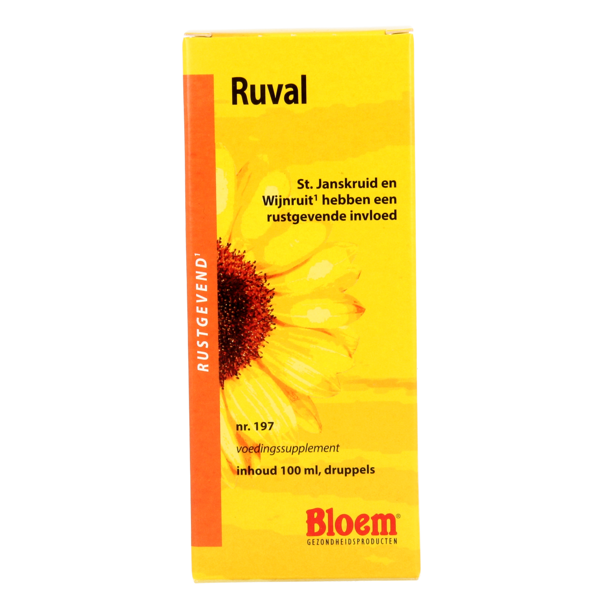 Bloem Kruidenpreparaten Ruval 100ml bottle with herbal liquid inside, featuring a white label and black cap.