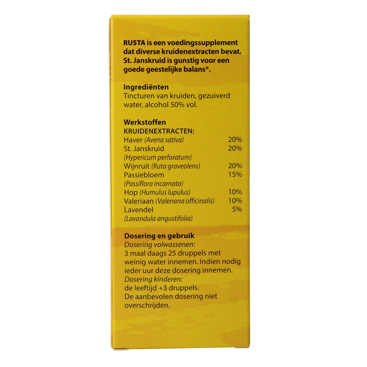 Bloom Rusta 100ml herbal preparation bottle from Bloem, featuring a clear container with a label and herbal content inside.