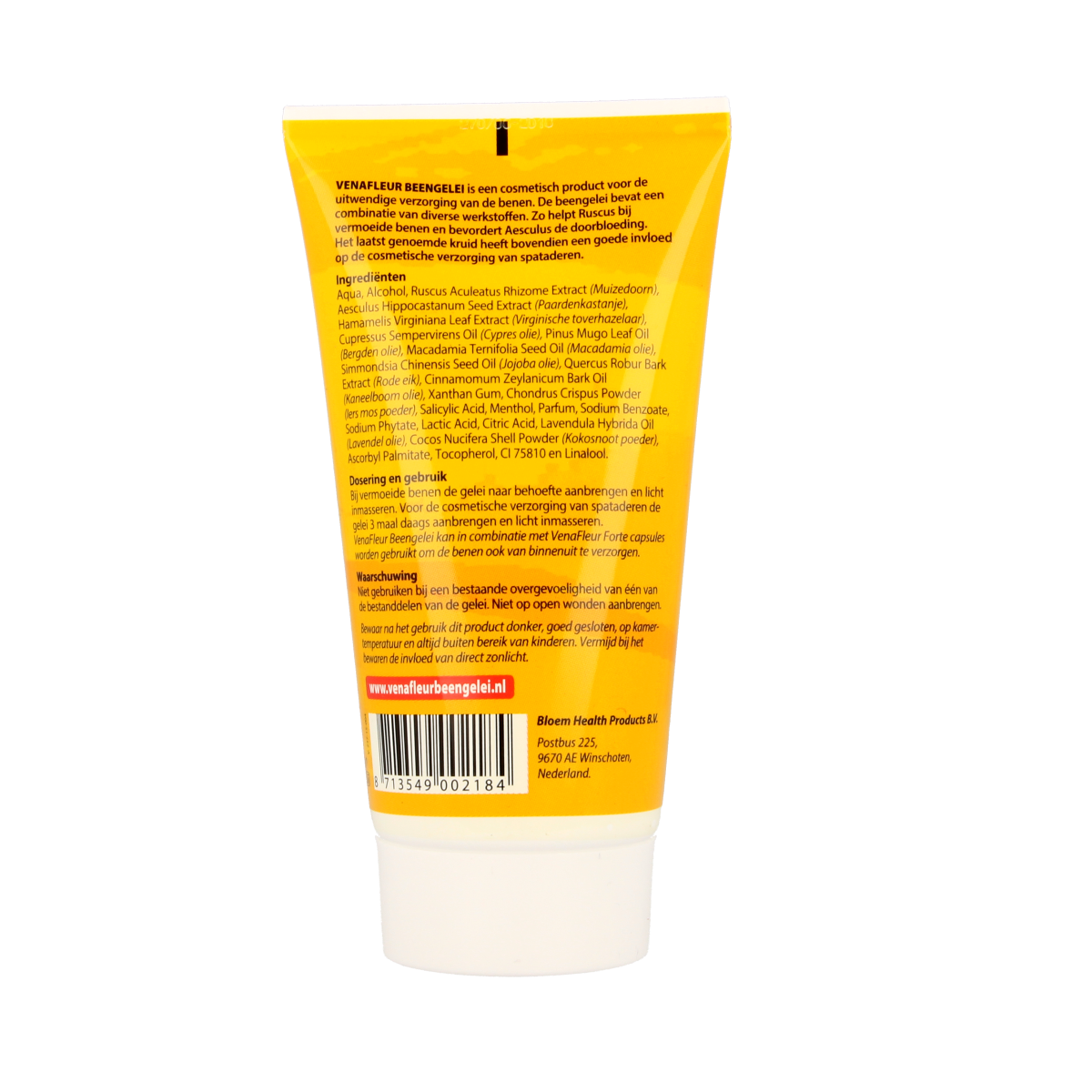 Bloom Venafleur 150ml foot care product from Bloem, featuring a soothing beenverzorging cream in a white and green tube