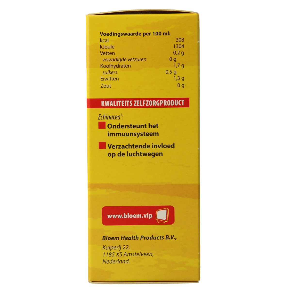 Bottle of Bloem Echinacea herbal preparation, 100ml, in a clear container with a label, for immune support.