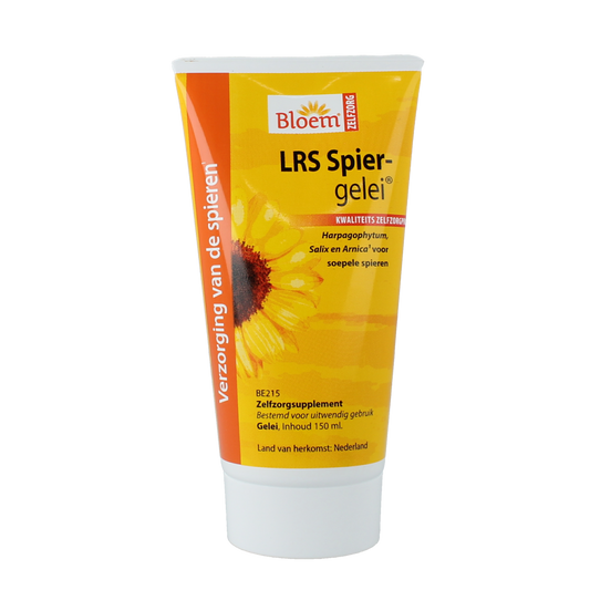 Bottle of Bloem LRS Spiergelei 150ml, a muscular and joint care supplement in a clear plastic bottle with a white cap.