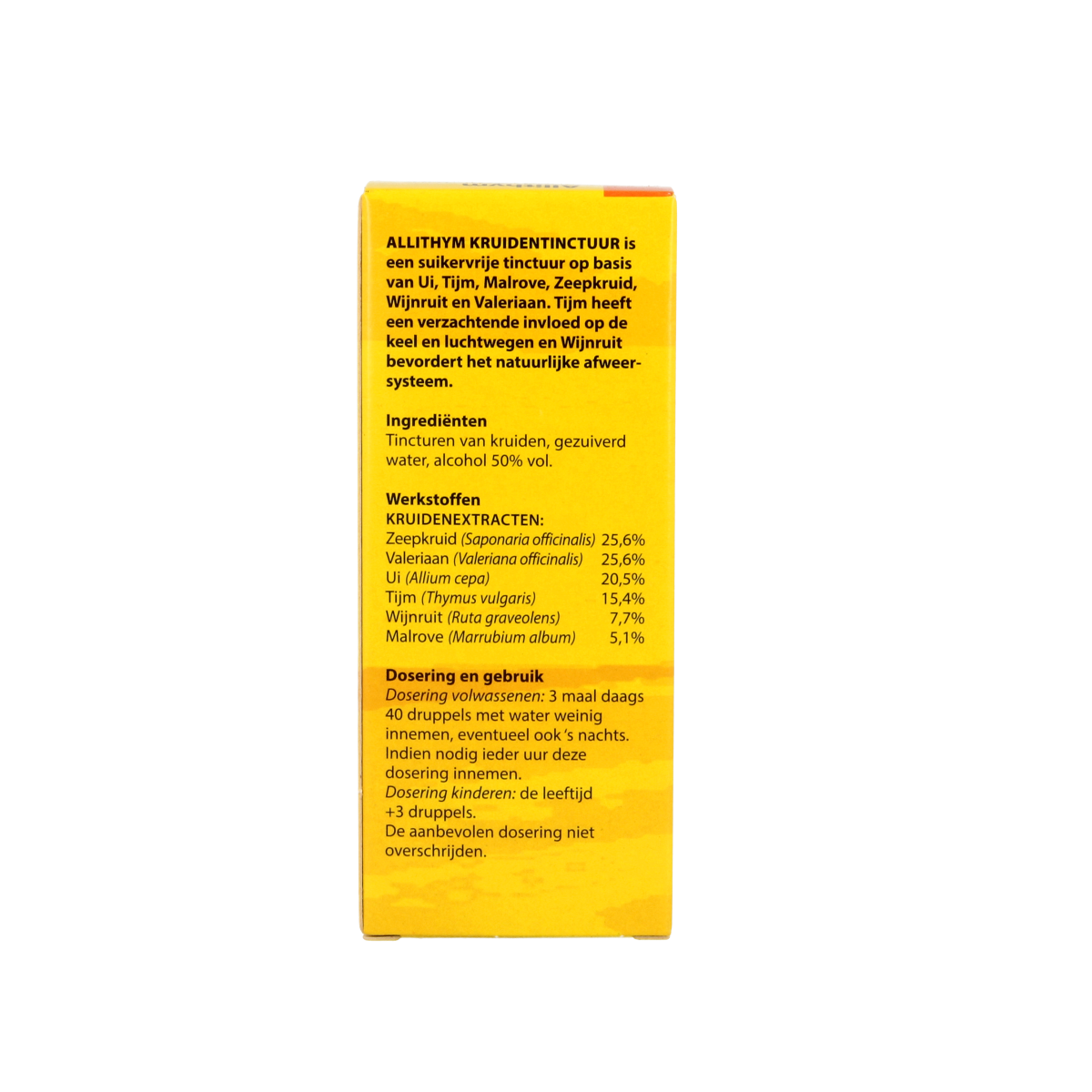 Bloem Allithym herbal drops in 100ml bottle, natural herbal supplement for wellness, shown in clear bottle with label.