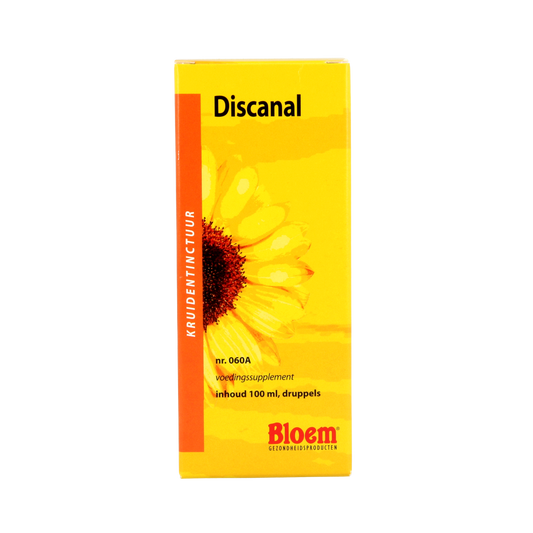 Bloem Discanal herbal preparation in a 100ml bottle, featuring natural ingredients for wellness and health support.