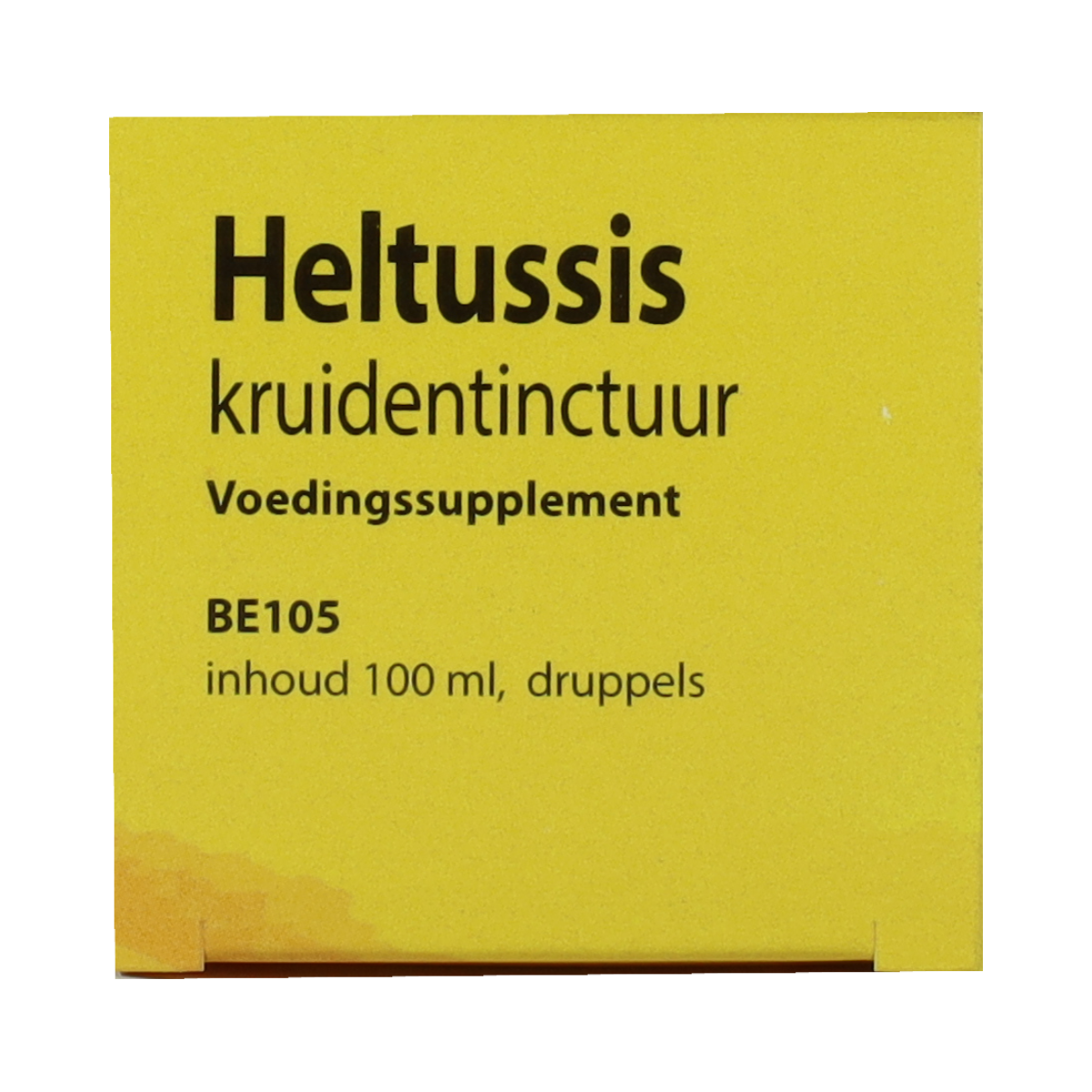 Bloem Heltussis druppels herbal supplement in a 100ml bottle, part of Bloem's herbal preparations line, shown with dropper cap.