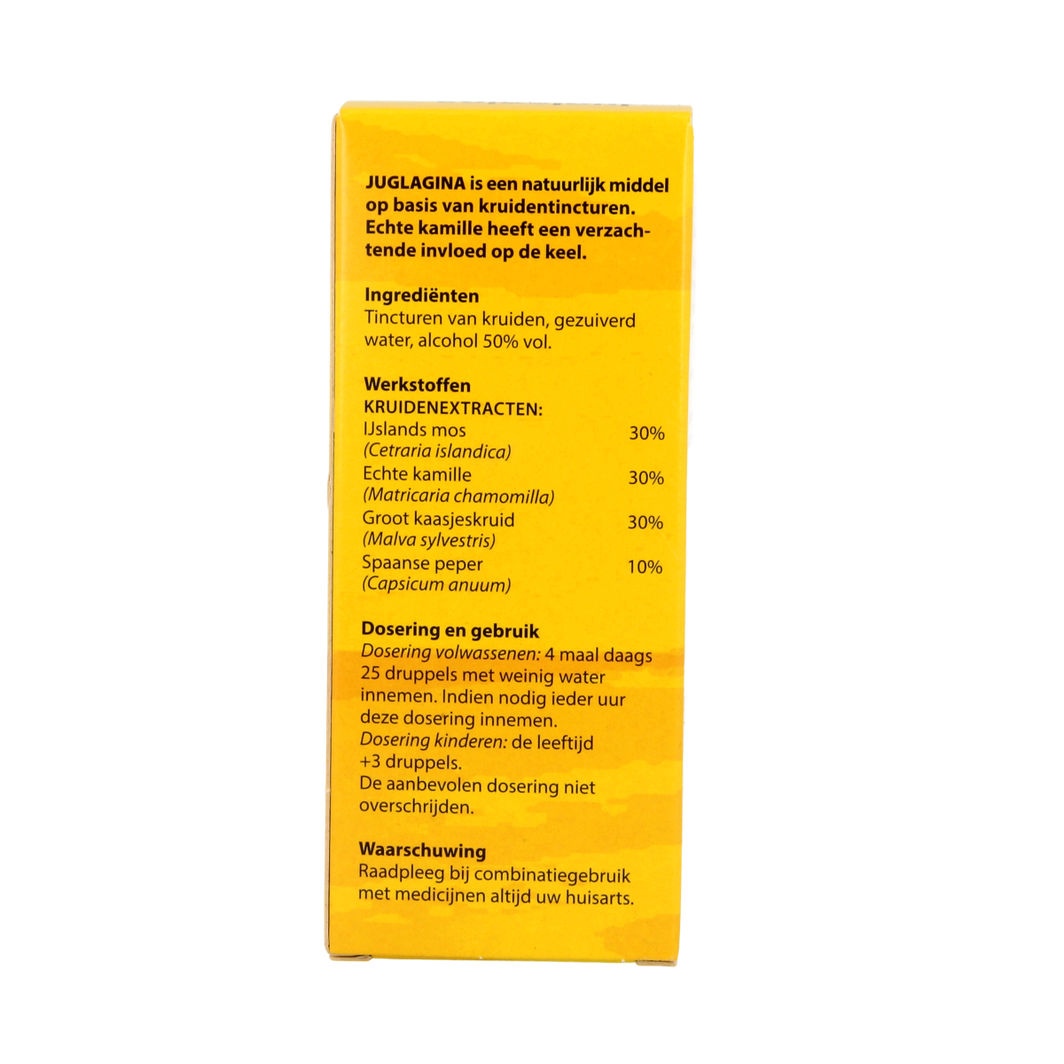 Bloem Kruidenpreparaten Juglagina in 100ml bottle, herbal supplement with natural herbal ingredients, product label visible.