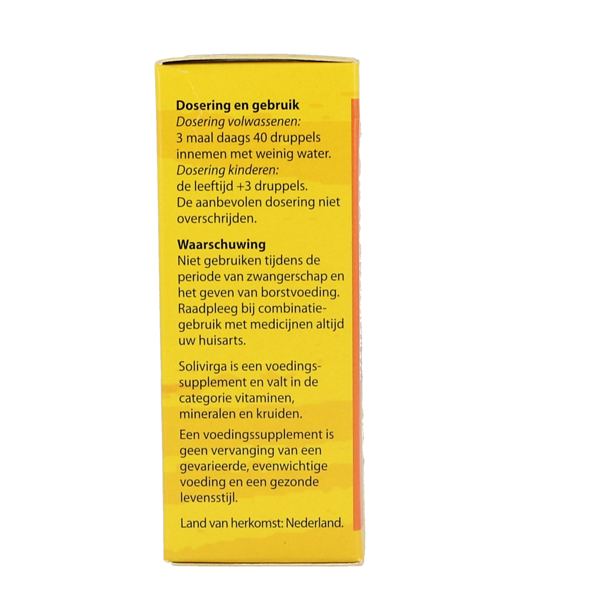Botanical herbal supplement bottle labeled Bloem Solivirga 50ml, herbal preparation from the Bloem brand.