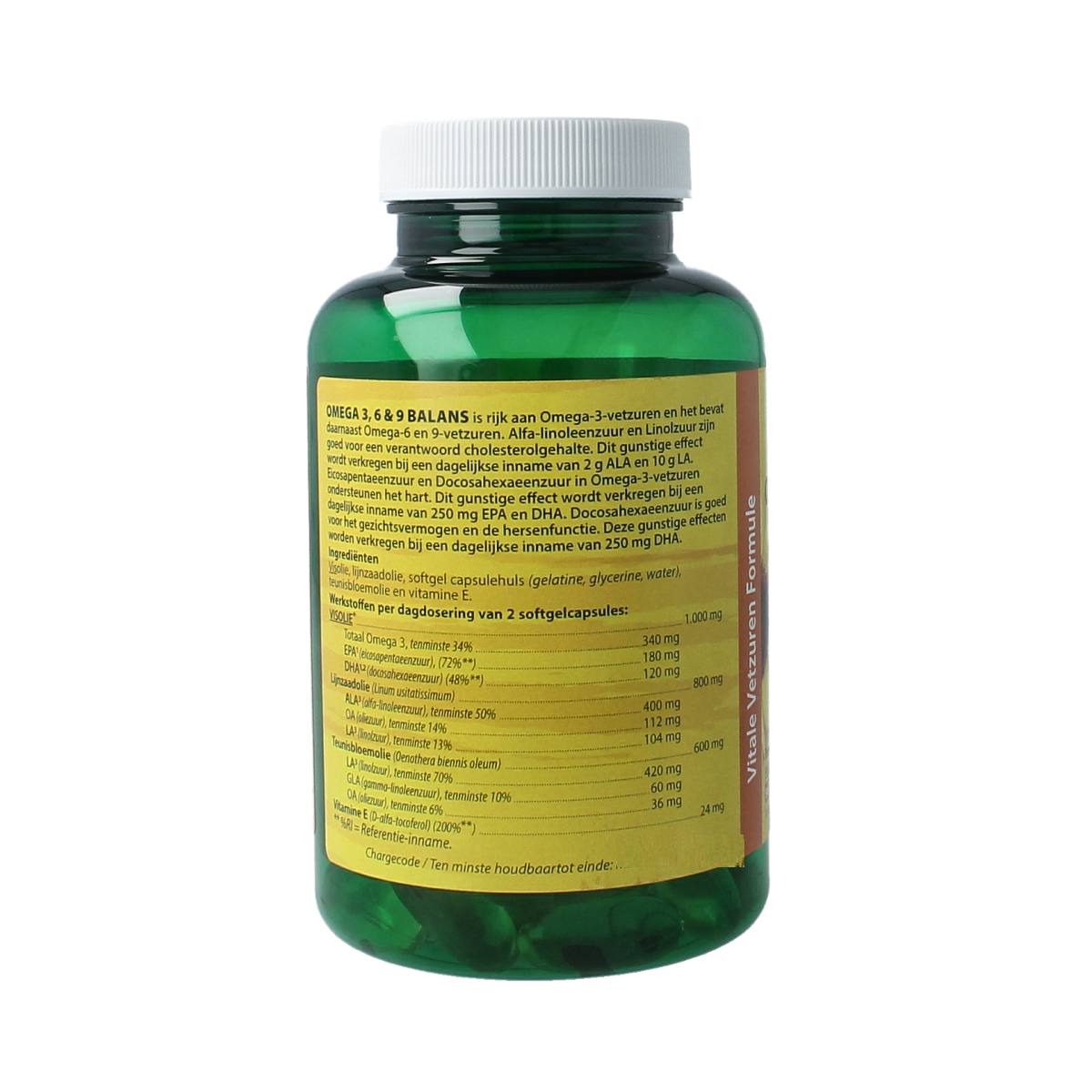 Bloum Omega 3 6 9 balans softgels in a bottle, dietary supplement containing fish oil for heart and joint health.
