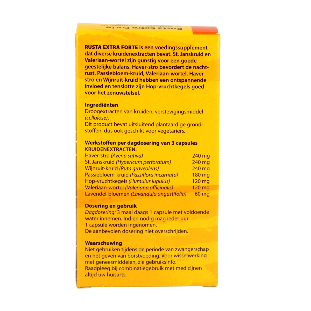 Bloom Rusta herbal supplement capsules in a clear bottle with a white cap, showing the product label and capsules inside.