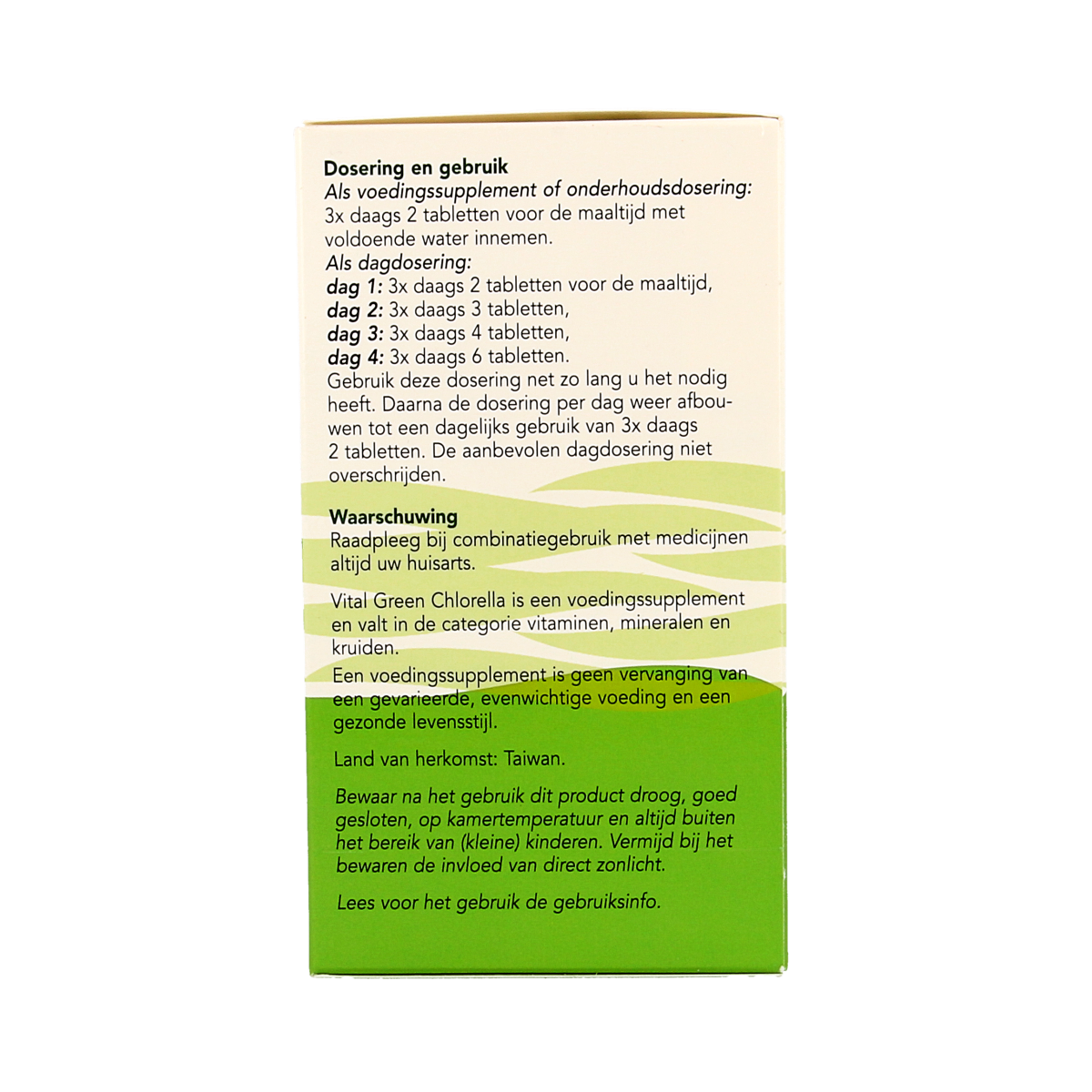 Bloem Chlorella Vital Green 1000 tablets, natural herbal supplement in a bottle, green tablets for detox and wellness.