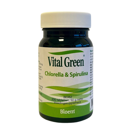 Bloem Chlorella and spirulina vital green tablets, herbal supplement in 200-count bottle, natural green superfood product