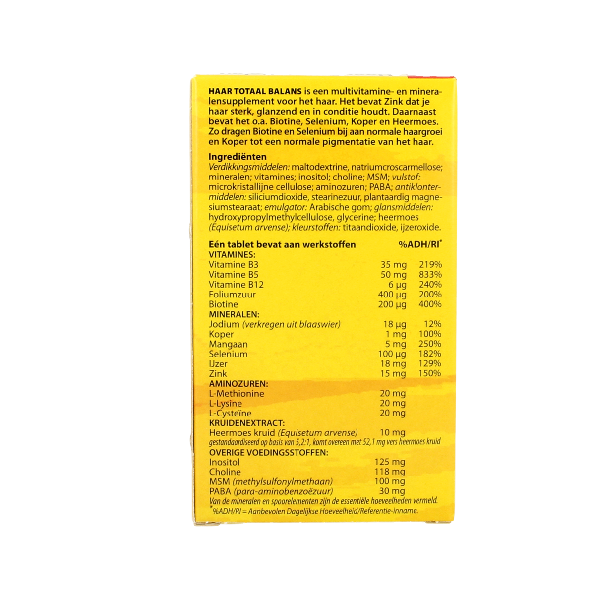 Bloem Haar Totaal Balans multivitamin tablets for hair health, featuring natural ingredients for daily nutritional support.
