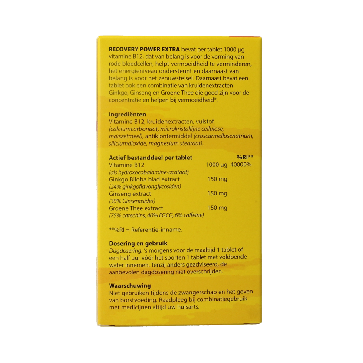 Bloem Recovery Power extra herbal supplement tablets in a blister pack, natural herbal ingredients for wellness.