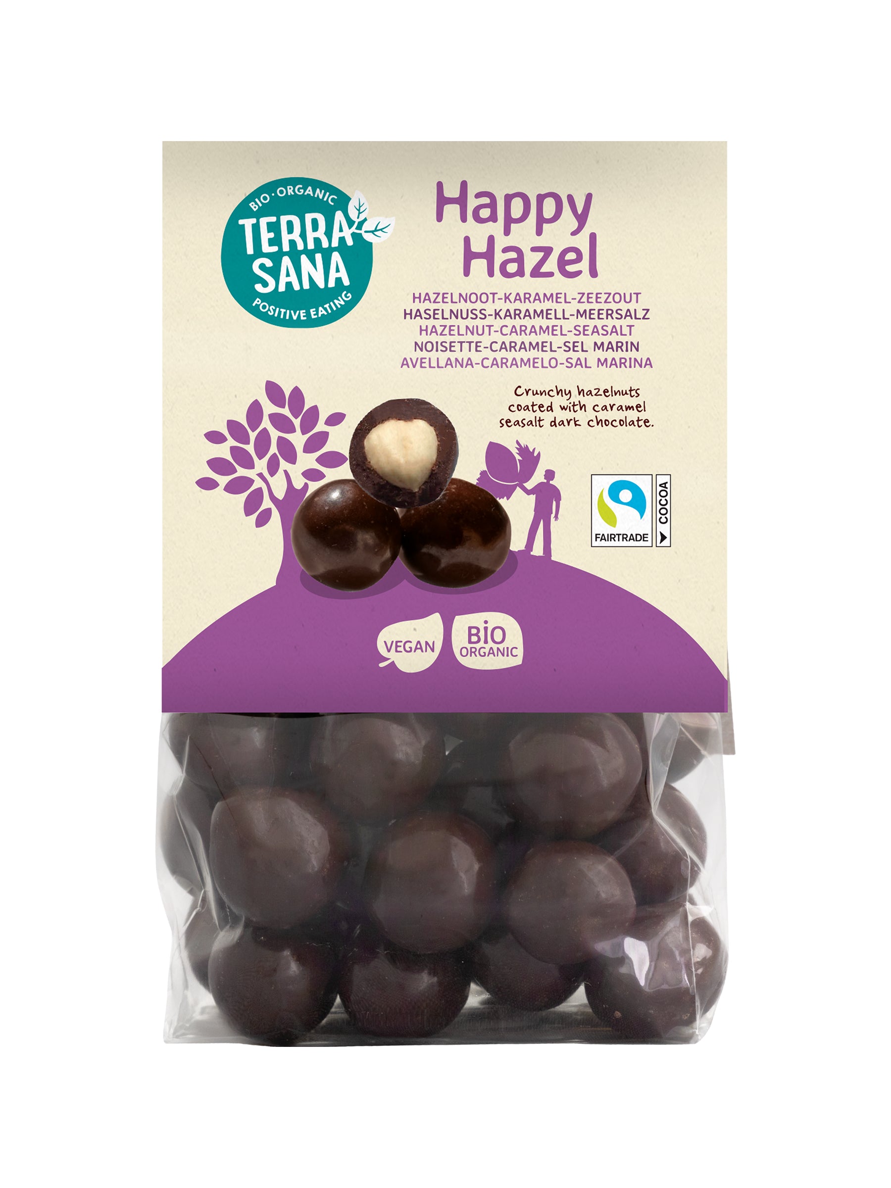 TerraSana Happy Hazelnut Bio Broodbeleg spread in 140g jar, creamy hazelnut spread with natural ingredients.