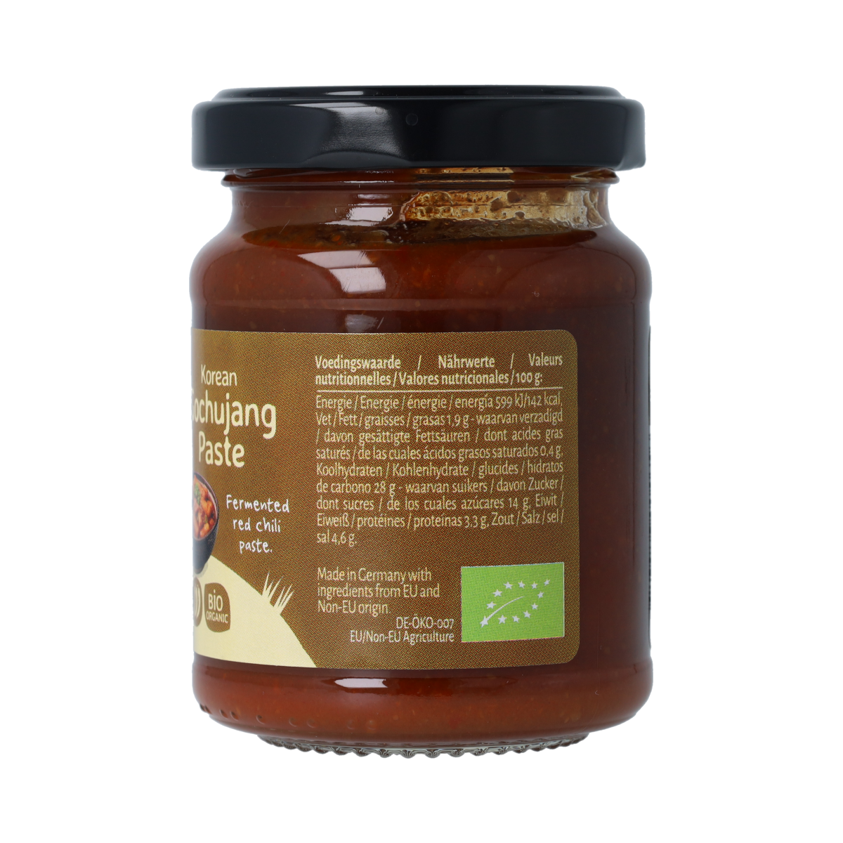 Organic TerraSana Gochujang pasta in a 135g package, showcasing the spicy red chili paste for cooking.