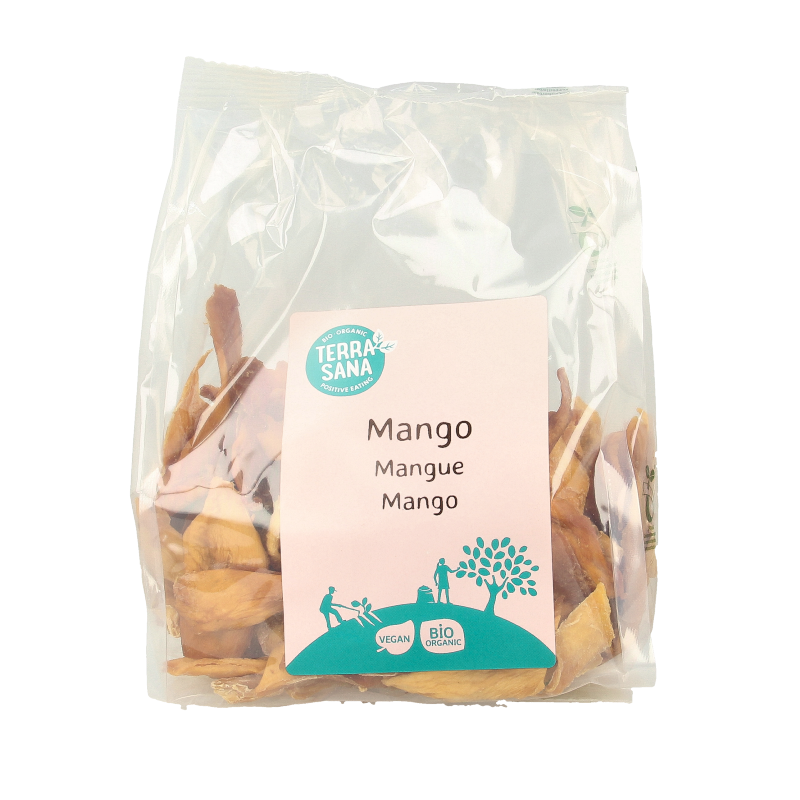 Organic TerraSana Mangoreepjes (sweet potatoes) in 250g pack, showcasing fresh, vibrant orange root vegetables.