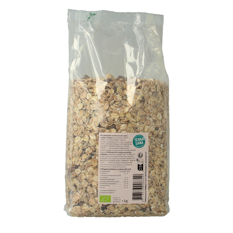 TerrasNaNa organic muesli with nuts and dried fruits, 1 kg, a healthy breakfast cereal from TerraSana.