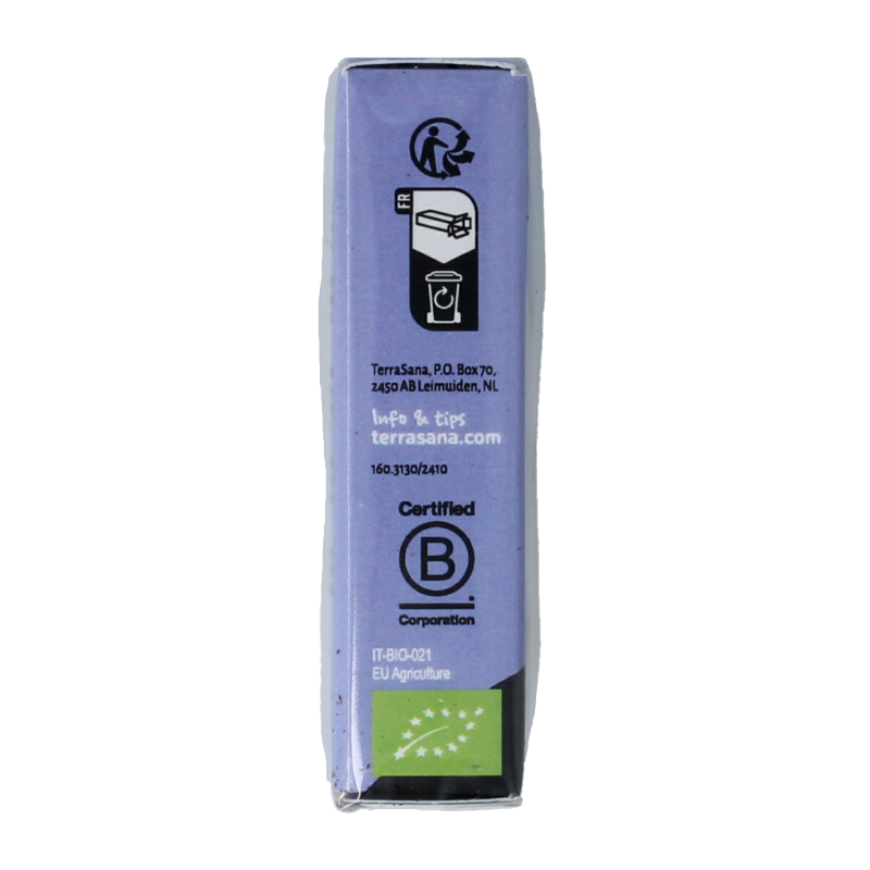 TerraSana Droppastilles naturel bio, 25 gram, organic candy drops in a clear package with colorful candies visible.