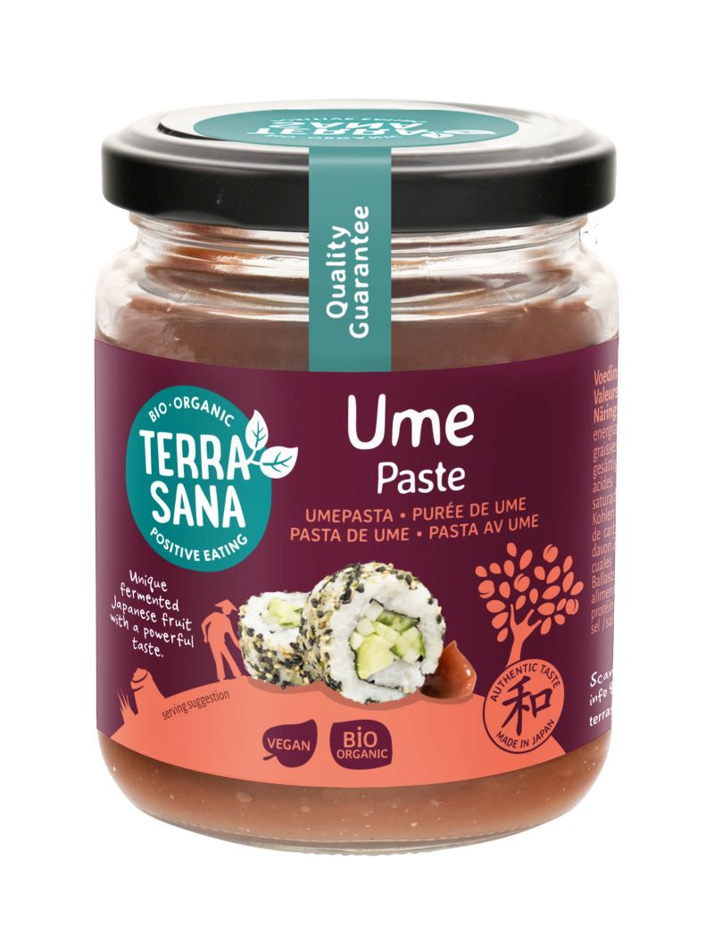 TerraSana bio Umepasta eco sauce jar with label, 250g, natural organic sauce and flavor enhancer in glass jar.