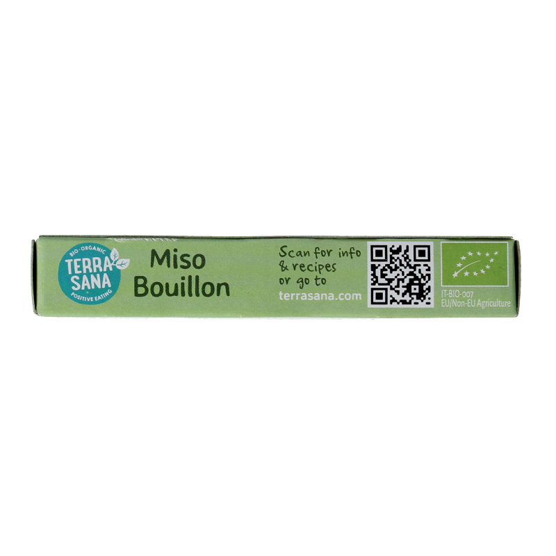TerraSana bio groente bouillon miso blokjes in 64g package, gluten-free, Gistvrij, for soups and broths.