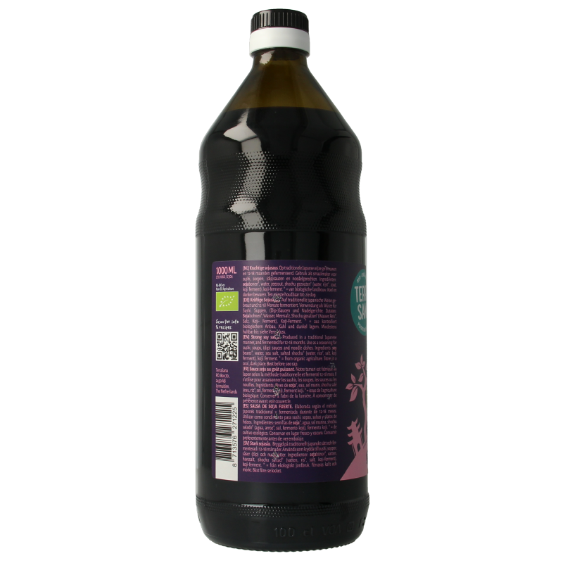 TerraSana Tamari Japans glutenvrije biologische saus in 1-liter bottle, ideal voor smaakmakers en koken.