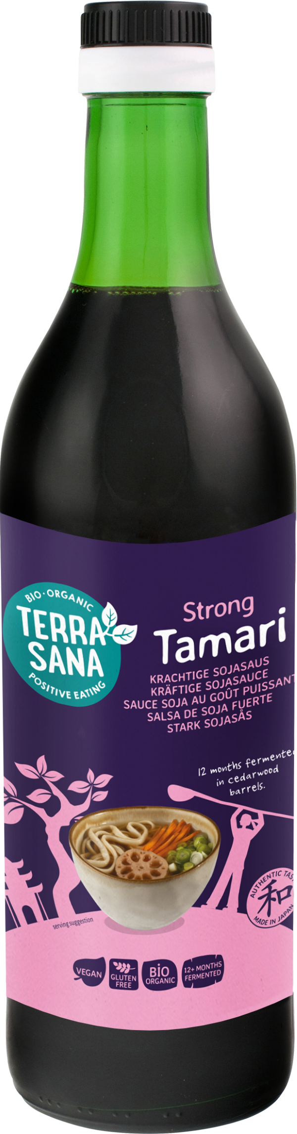 TerraSana Tamari Japans glutenvrije biologische saus in 500ml bottle, soy sauce and flavor enhancer