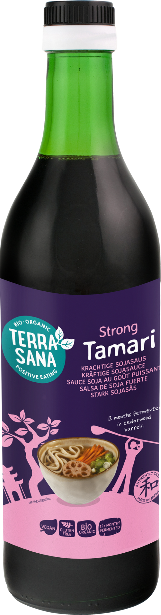 TerraSana Tamari Japans glutenvrije biologische saus in 500ml bottle, soy sauce and flavor enhancer