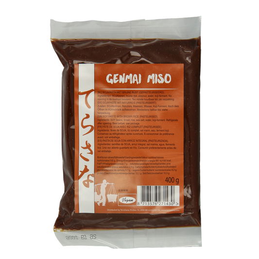 TS Import Genmai Miso 400g jar, traditional Japanese fermented soybean paste for cooking and flavoring sauces.